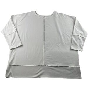 SPANX Perfect Length Pullover Sweatshirt Dolman Women's 1X White 3/4 Sleeve
